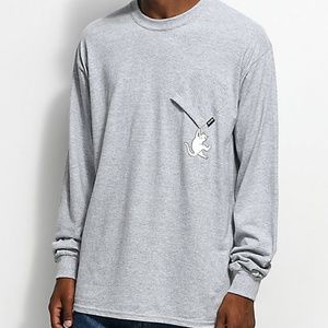 RIPNDIP Hang In There Heather Grey Long Sleeve